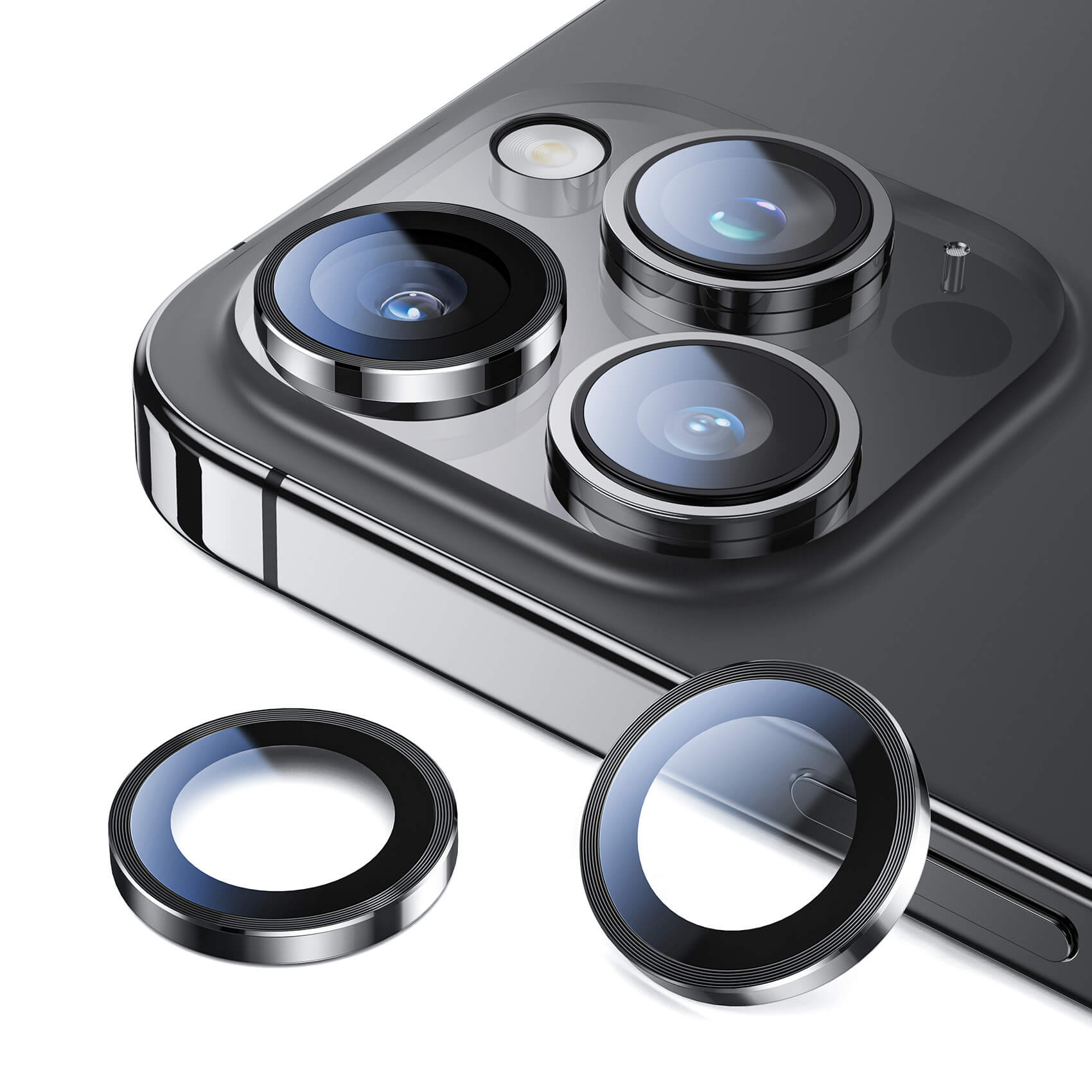 NIMASO カメラフィルム iPhone 15 Pro / iPhone 15 Pro Max 用 全面保護 カメラレンズ保護  アルミ合金製＋強化ガラス レンズカバー